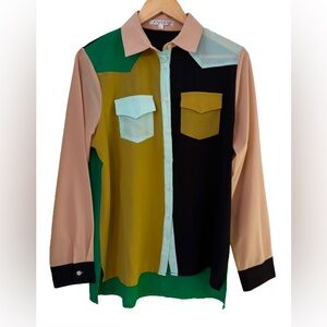 Joy Joy colorblk buttn dwn WM L colorful